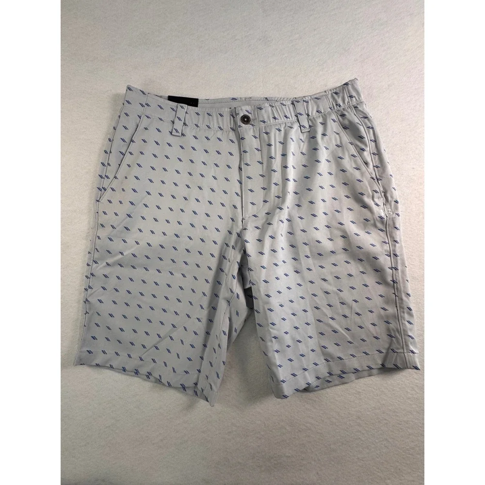 Under Armour Mens Grey Blue Geometric Print Golf Shorts 11 Inseam 38 1373982-014